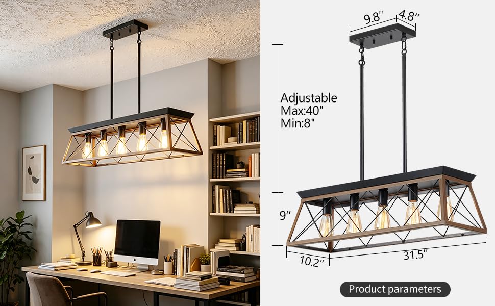 5-Light Industrial Kitchen Island Lighting