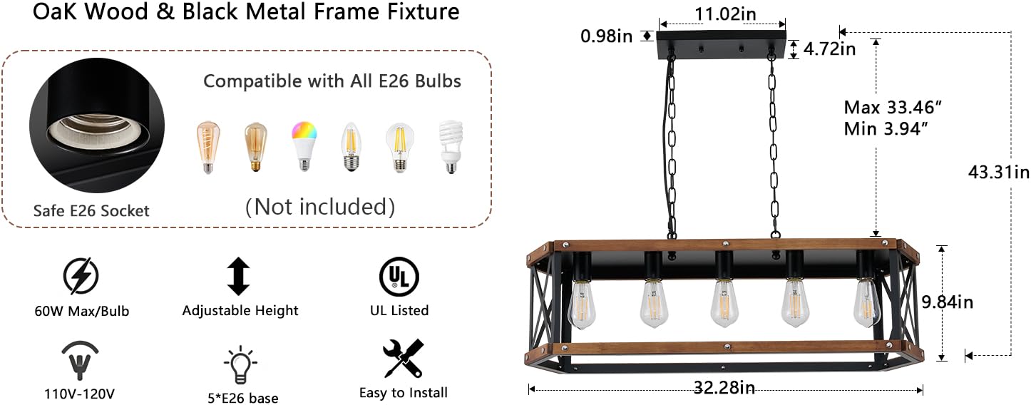 size 5-light Farmhouse Dining Room Light Fixture Flat Vaulted Sloped Ceiling