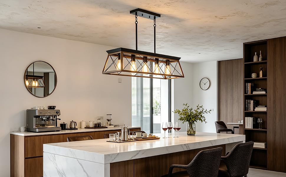 5-Light Industrial Kitchen Island Lighting