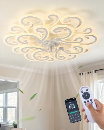 Rjieoc Modern LED Ceiling Light with Elegant Swirl Design, Energy-Efficient White Ceiling Lamp, S...