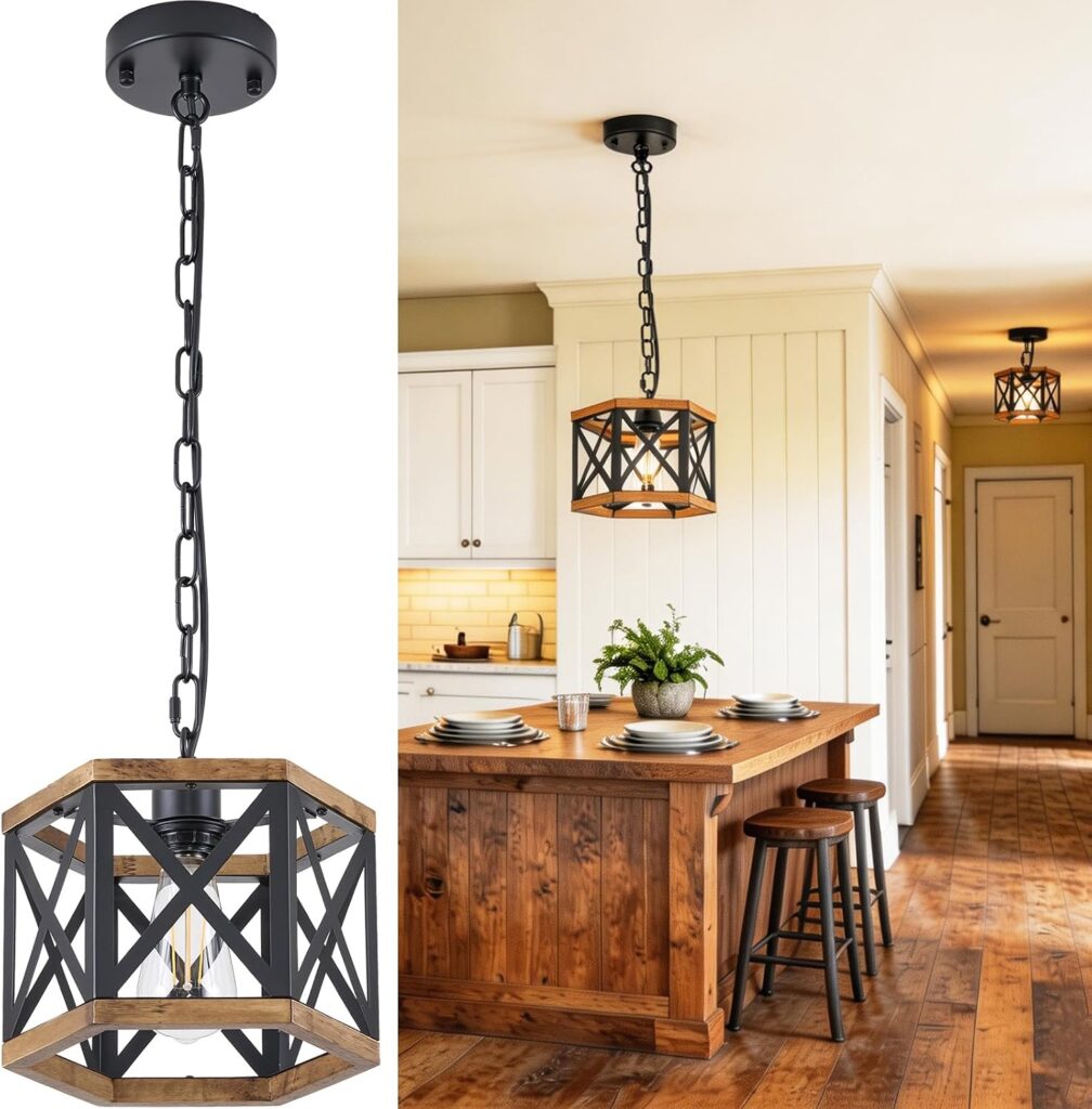 Rustic Farmhouse Pendant Light Kitchen Island, 9.5 In Hallway Ceiling Light